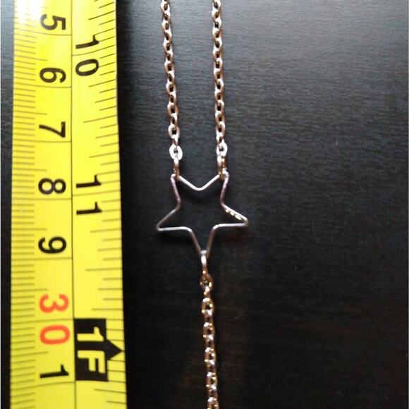 Silver Star Lariat Necklace 18k white gold plated metal T&J Designs minimalist - Picture 12 of 14